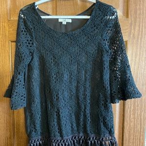 Black embroidered top